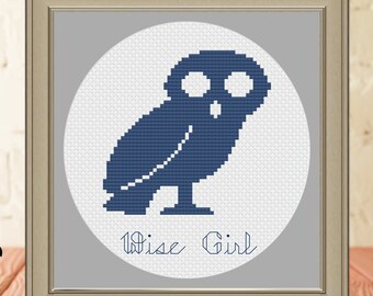 Wise Girl Owl Cross Stitch PDF Pattern | INSTANT DOWNLOAD