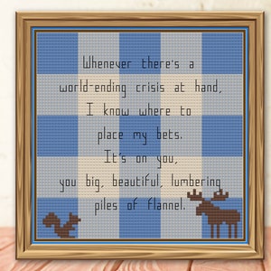 Supernatural Inspired Lumbering Piles of Flannel Quote Cross Stitch PDF Pattern | Instant Download