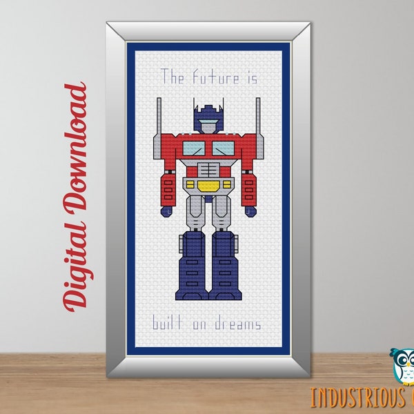 Transformers Inspired Optimus Prime Cross Stitch PDF Pattern | INSTANT DOWNLOAD