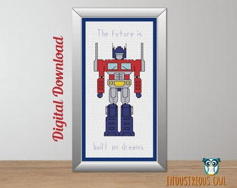 Transformers Inspired Optimus Prime Cross Stitch PDF Pattern | INSTANT DOWNLOAD