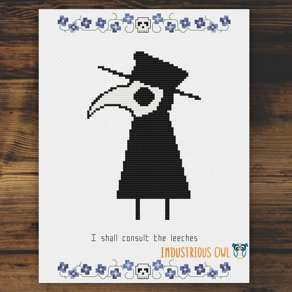 Plague Doctor, Consult the Leeches PDF Cross Stitch Pattern | INSTANT DOWNLOAD