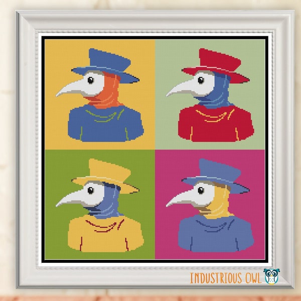 Pop Art Plague Doctor PDF Cross Stitch Pattern | INSTANT DOWNLOAD