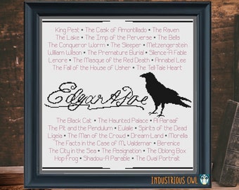Edgar Allan Poe Horrorverhalen Cross Stitch Patroon | DIRECTE DOWNLOAD