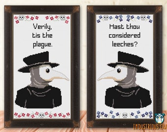 2 Plague Doctor Cross Stitch Patterns | 2 PDF Patterns | INSTANT DOWNLOAD