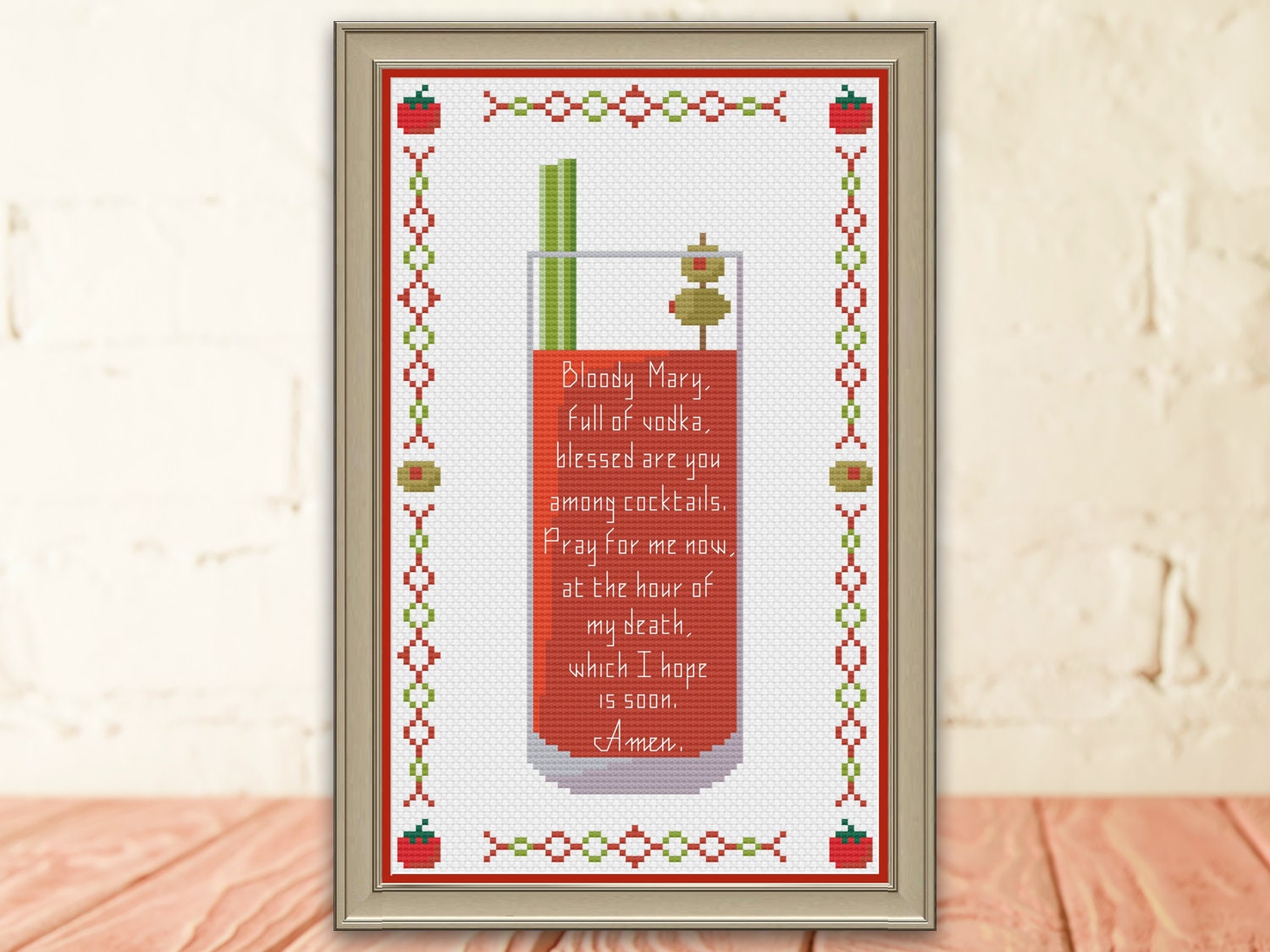 Archer Inspired Bloody Mary Prayer Cross Stitch PDF Pattern | INSTANT DOWNLOAD