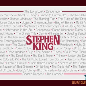 Stephen King Published Works Cross Stitch Pattern | INSTANT DOWNLOAD