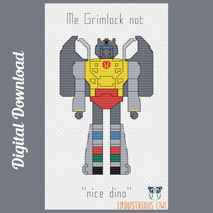 Transformers Inspired Grimlock Cross Stitch PDF Pattern | INSTANT DOWNLOAD