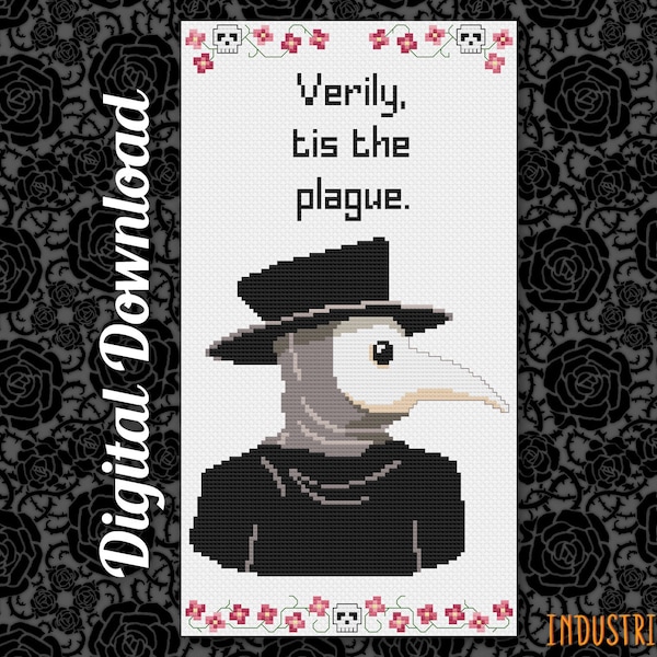 Plague Doctor, Tis the Plague PDF Cross Stitch Pattern | INSTANT DOWNLOAD