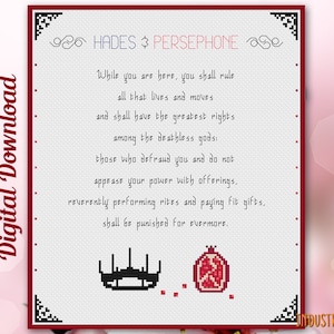 Hades to Persephone Cross Stitch PDF Pattern | INSTANT DOWNLOAD