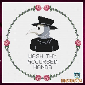 Plague Doctor "Wash Thy Accursed Hands" PDF Cross Stitch Pattern | INSTANT DOWNLOAD