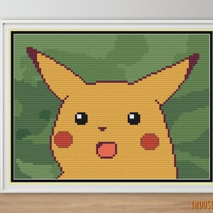 Pokemon Inspiriert Überrascht Pikachu Meme Kreuzstich PDF Muster | SOFORTIGER DOWNLOAD