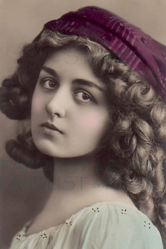 Beautiful Gypsy Download Antique Hand Colored Photo Girl Woman Etsy