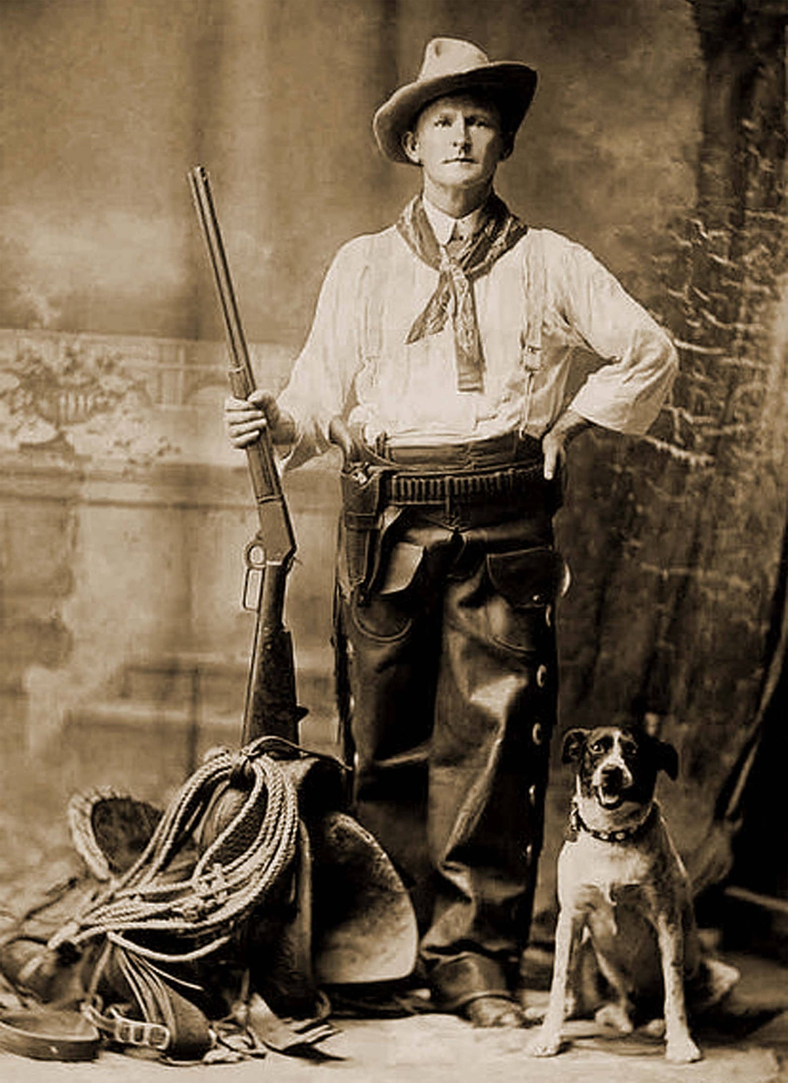 Ковбои фото 19 век ANTIQUE Sepia Photo Handsome Cowboy & Dog MaN CaVe ArT INSTANT Etsy
