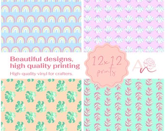Rainbow Reef Vinyl Sheets: Beach Ocean Themed Heat Transfer or Adhesive, 12x12 Inch