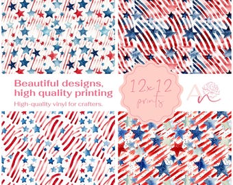Stars and Stripes Vinyl Sheets: Heat Transfer or Adhesive, 12x12 Inch