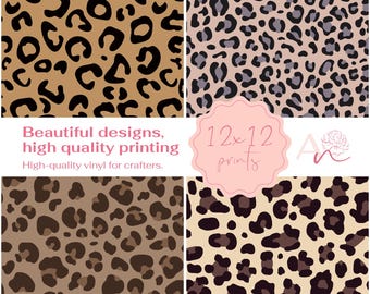 Patterned Vinyl Sheets: Leopard Design - Heat Transfer or Stick-On