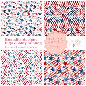 Stars and Stripes Patterned Craft Vinyl & HTV; Patriotic Print Vinyl; Bright Printed HTV; Patterned Heat Transfer Vinyl Sheets