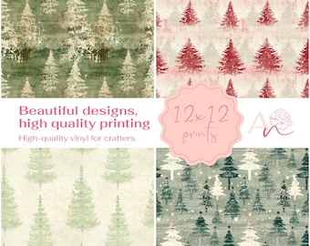 Patterned Christmas Vinyl Sheets: Heat Transfer and Adhesive (12x12 inch)