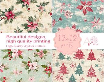 Shabby Chic Christmas Vinyl Sheets - Patterned HTV and Adhesive