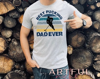Hockey Dad T-Shirt mit Rundhalsausschnitt, Torwart Design (Grau, Unisex S-XXL)