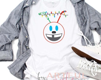Camiseta navideña de hockey: Diseño de carita sonriente (Camiseta navideña divertida)