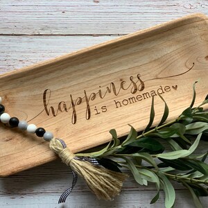 RTS Happiness is Homemade Wooden Dough Bowl Gift; Decorative Bowl for Rustic Home Decor; Farmhouse Wooden Tray; Wedding Gift; Mother&#39;s Day