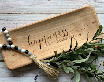 Rustic Dough Bowl Tray - Wooden Farmhouse Centerpiece or Catchall