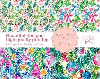 Christmas Patterned Vinyl Sheets: Adhesive or Heat Transfer Options