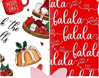 Holiday Vinyl Sheets - Fa La La Pattern for Fabric or Surfaces