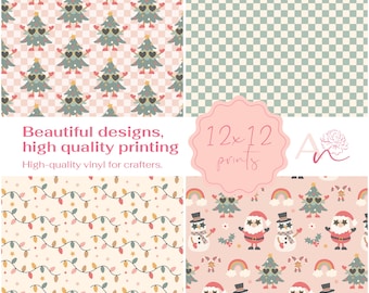 Patterned Vinyl Sheets: Hippie Christmas Designs - HTV and Adhesive