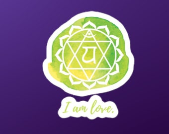 Heart Chakra Affirmation Sticker - Heart Chakra Decal - Heart Chakra Activation - Anahata Designs, Heart Chakra Attunement, Self Love Chakra