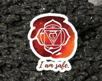 Root Chakra Affirmation Sticker - Root Chakra Decal, Root Chakra Alignment, Reiki Energy Infused Muladhara, Divine Wellness, Grounded Chakra