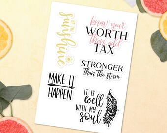 Confident Woman Sticker Sheet - Inspirational Quotes Sticker Bundle - Positive Attitude Stickers, Uplifting Sticker Pack, Empowerment Decals