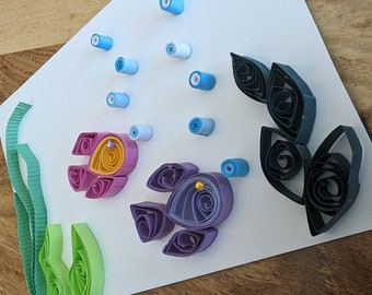Quilled Fish Greeting Card - Unique Fishing Card for Kids - Colorful Fish Art Work - 3D Ocean Card, Quilled Lake Art - Cheerful Mini Artwork