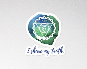 Throat Chakra Sticker - Speak Your Truth - Authentic Self Expression - Chakra Affirmation, Communication Sticker, Honesty Sticker, Vishuddha