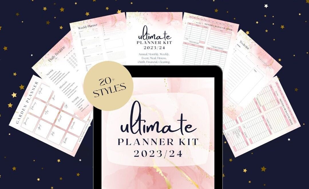 Printable Healthy Life Wellness Planner Bundle - Pink Crystal, Gold ...