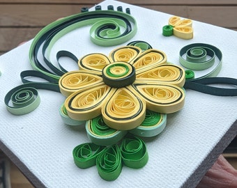 Quilled Flower Wall Art - Unique Flower Gift - Flower Canvas Art - Floral Art Work - Filligree Art - 3D Flowers, Quilled Art - Mini Artwork