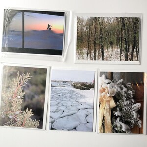 Conjunto de cartões de felicitações com fotografias de inverno