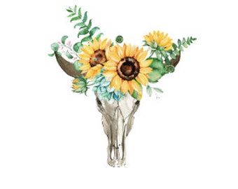 Download Sunflower bull skull | Etsy