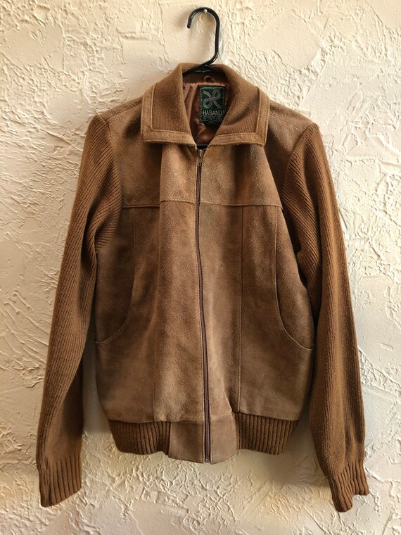 Vintage Haband Genuine Leather Sweater Jacket