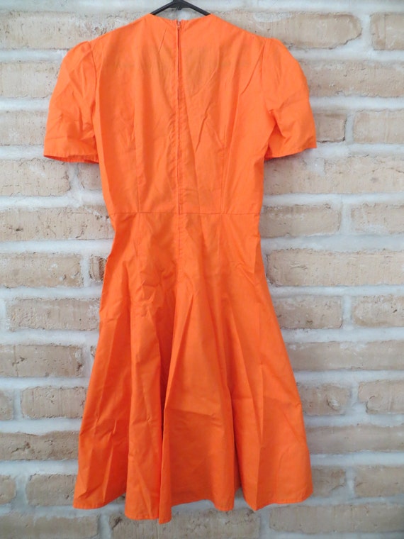 Vintage Orange Flared Party Dress - image 2