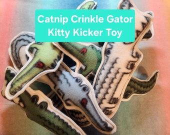 Handmade Fleece Catnip Crinkle Gator Kicker Toy, Assorted Colors