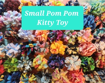 Small Kitty toy fleece PomPoms set of 4 cat toys or 12 ct bulk packs