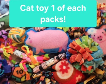 Handmade Fleece Cat Toy pack with organic Catnip, 1 of each toy assortment (assorted colors)