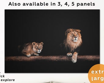 Lion and lioness canvas Lion canvas wall art Large lion canvas Lion print Lion canvas art Lion and lioness wall art Lion and lioness decor