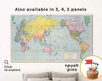 Classic world map Push pin world map Canvas world map of the world, World map pin board Personalized map  World map cork board World art