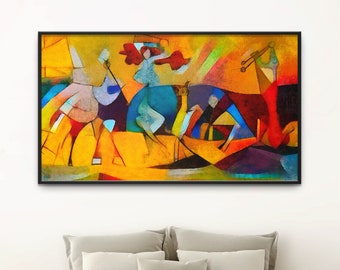 Picasso print framed abstract art, Cubist painting framed canvas Picasso wall art abstract oil painting Art replica contemporary art