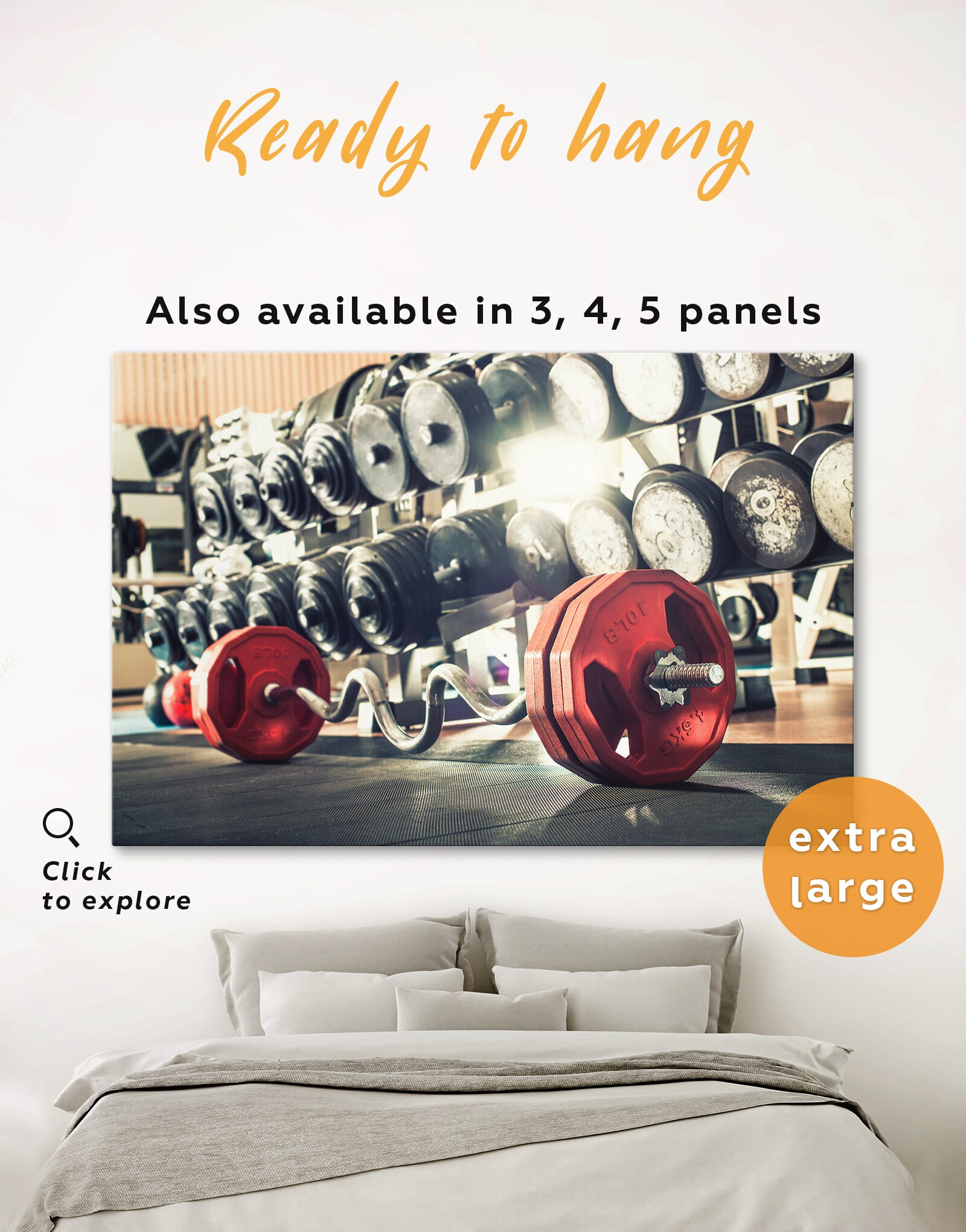 Large Red Barbell Gym Wall Art Fitness Wall Art Crossfit Etsy