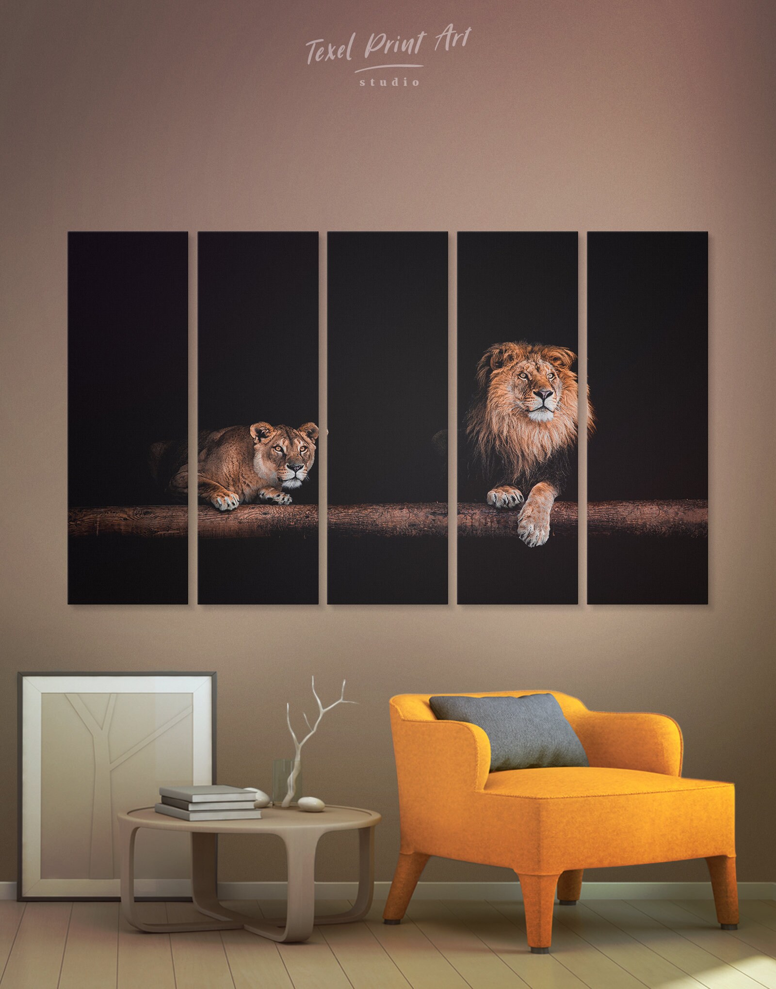 Lion and Lioness Canvas Lion Canvas Wall Art Large Lion Canvas Etsy