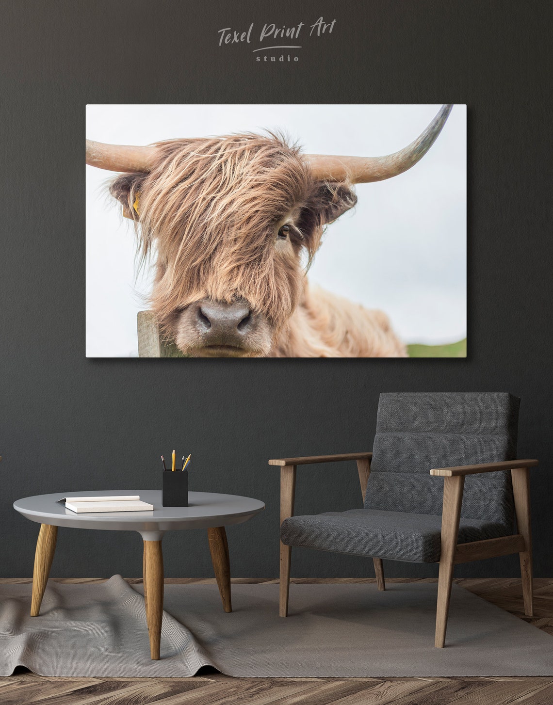 Highland Cow Canvas Wall Art Highland Cow Canvas Highland Cow Etsy